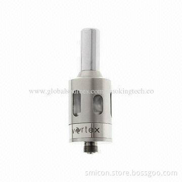 Electronic Cigarette Vortex Atomizer with Stainless Steel and Pyrex Materials